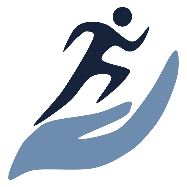 BORGCoach logo: a runner leaping from an open hand